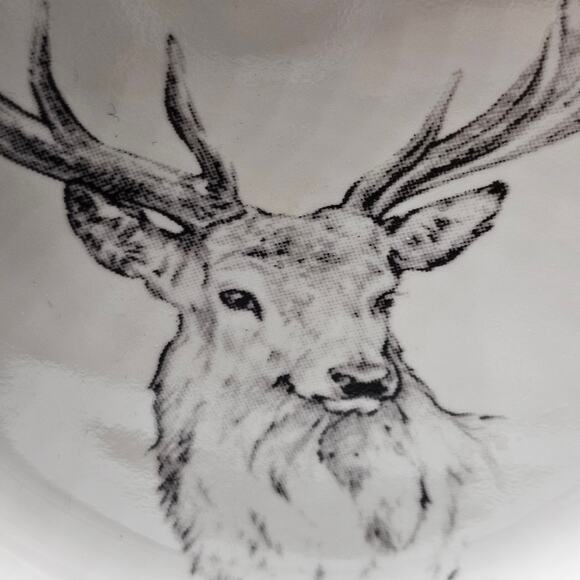 Robert Stanley Spoon Rest Ceramic Moose Pinecone Lodge Kitchen Black White - Picture 4 of 6